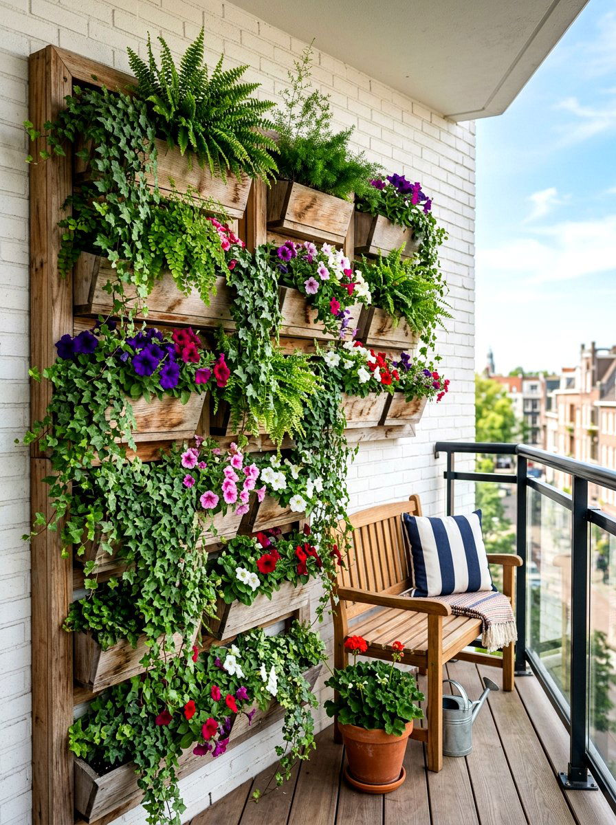 Vertical garden wall - 30 apartment deck ideas