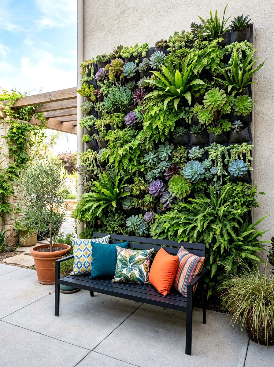Vertical garden wall - 30 apartment patio privacy ideas