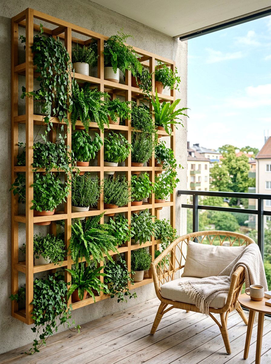 Vertical garden wall - 30 Scandinavian patio ideas