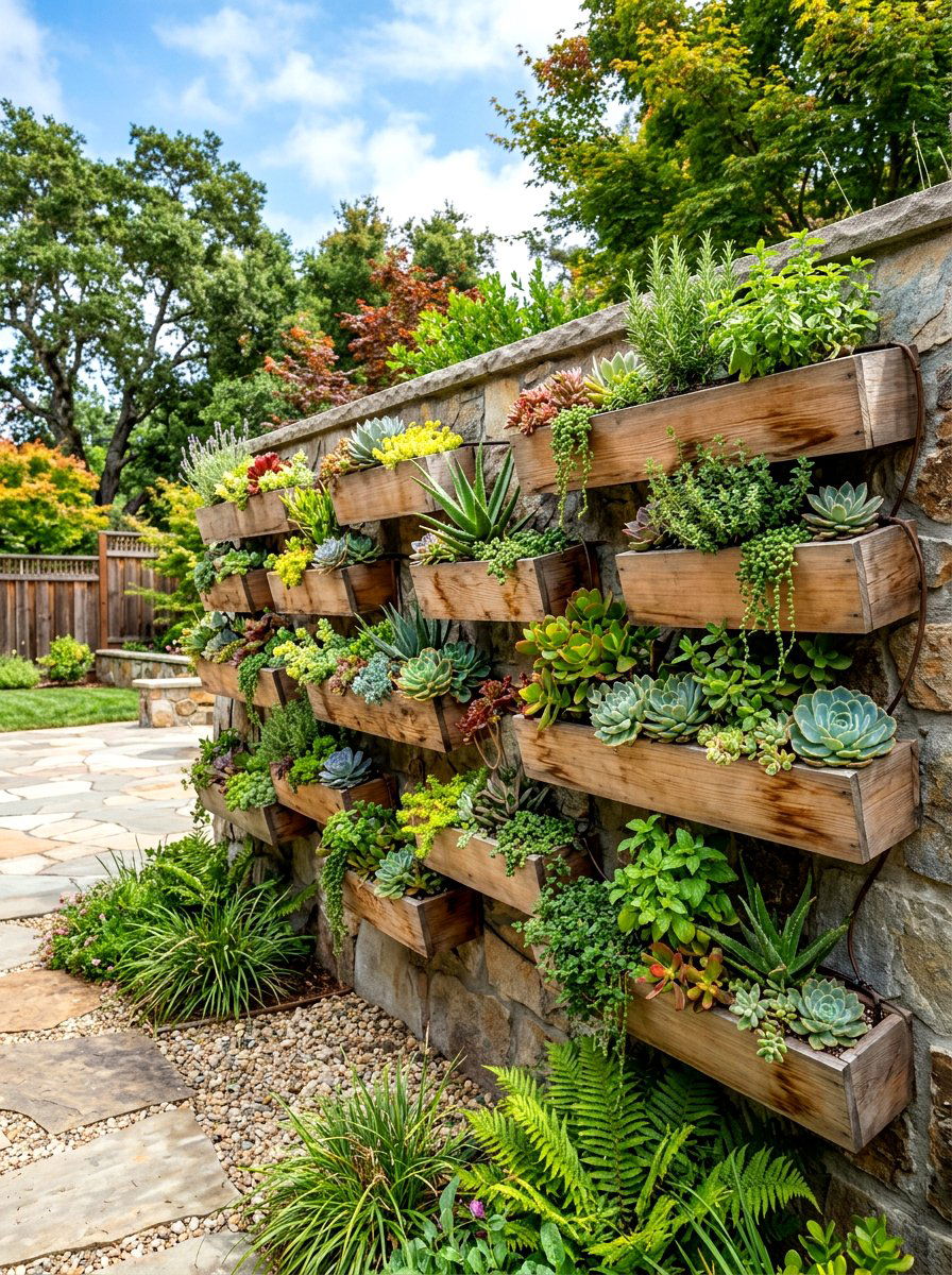 Vertical garden wall - 30 split level backyard ideas