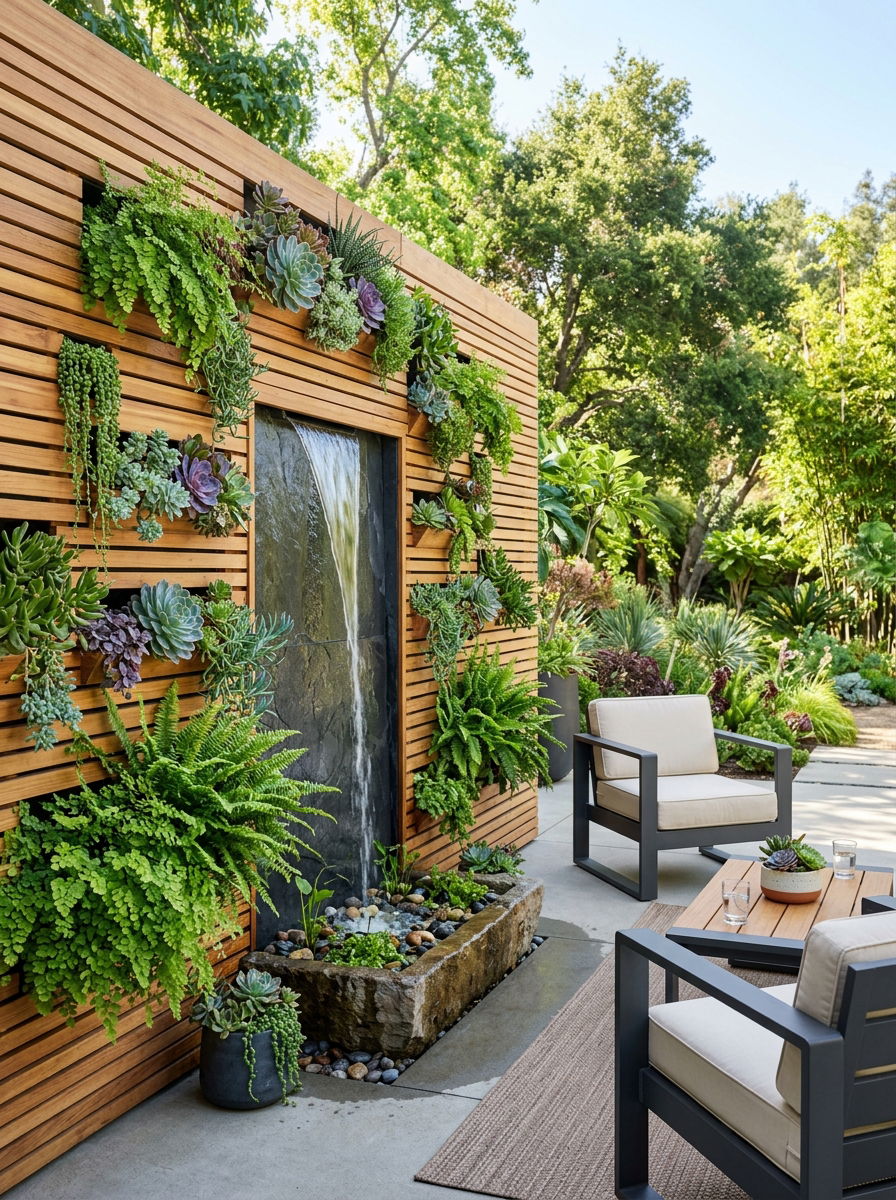 Vertical garden wall fountain - 30 wall fountain ideas