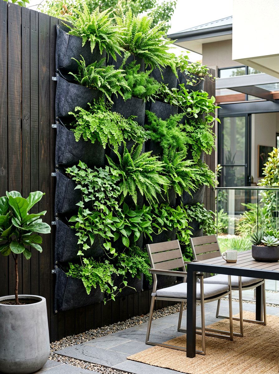 Vertical garden wall setup - 30 long narrow backyard ideas