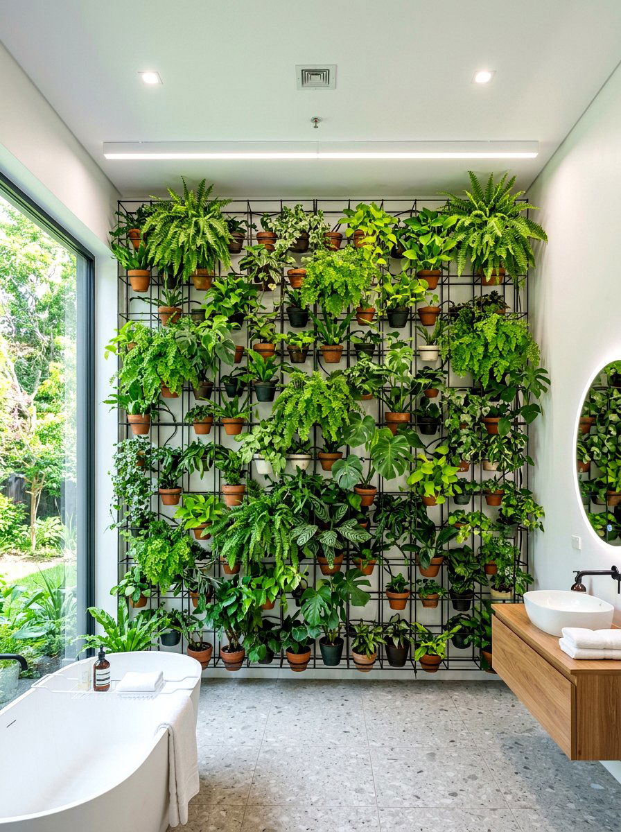 Vertical garden wall shelf - 30 bathroom plant shelf ideas