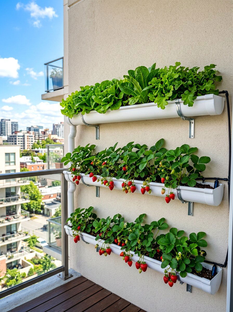 Vertical gutter garden system - 30 apartment vertical garden ideas