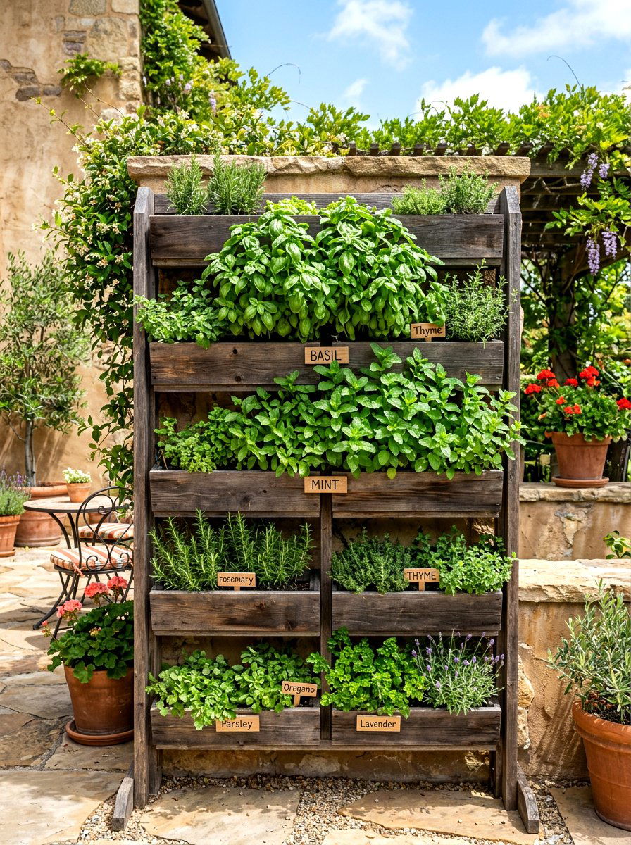 Vertical herb garden - 30 farmhouse backyard ideas