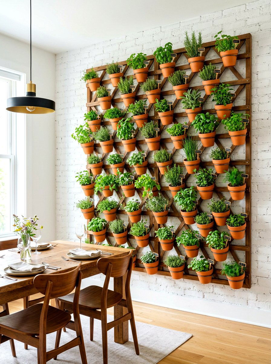 Vertical herb garden wall - 30 apartment herb garden ideas