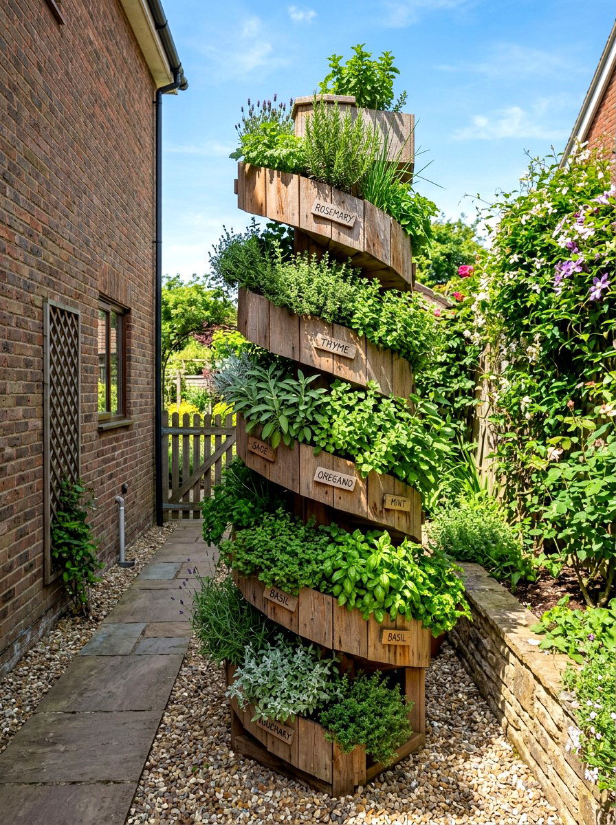 Vertical herb spiral - 30 raised herb spiral ideas