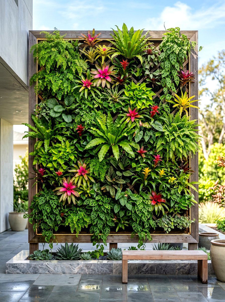 Vertical jungle wall - 30 tropical backyard landscaping ideas