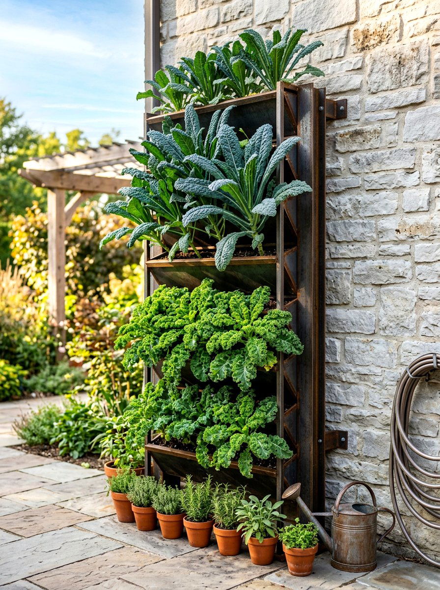 Vertical kale planter - 30 salad garden ideas