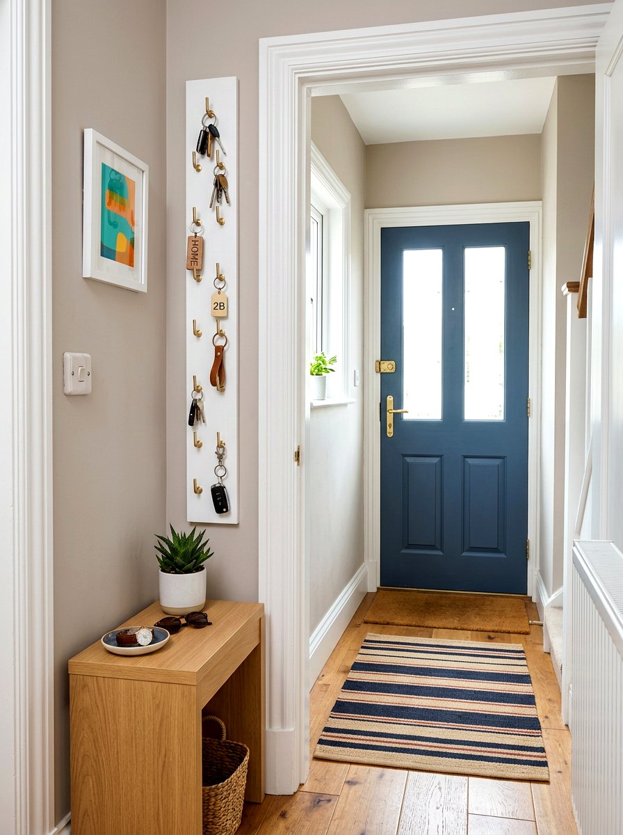 Vertical key hook strip - 30 key holder wall ideas