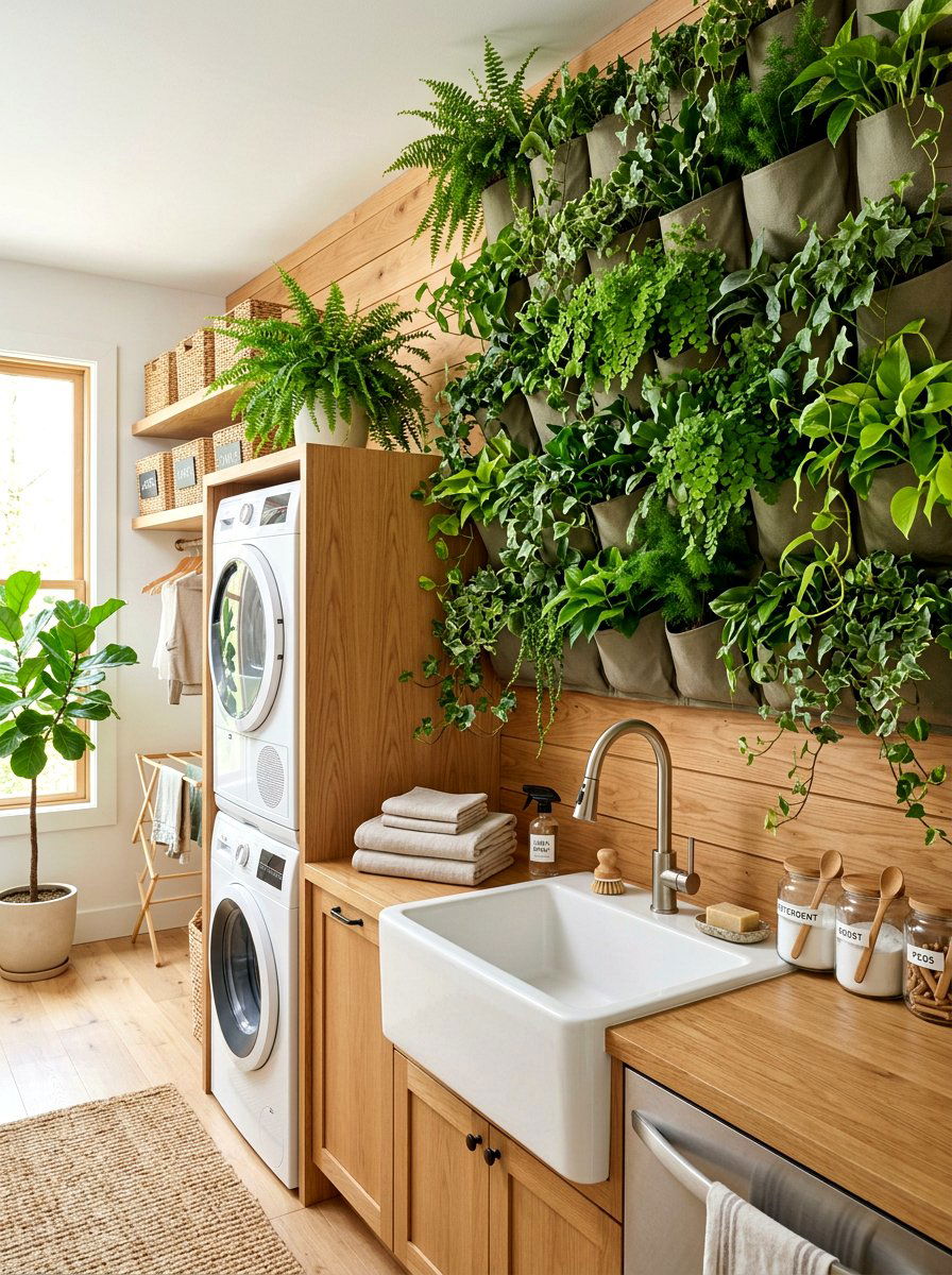 Vertical laundry room garden - 30 eco laundry room ideas
