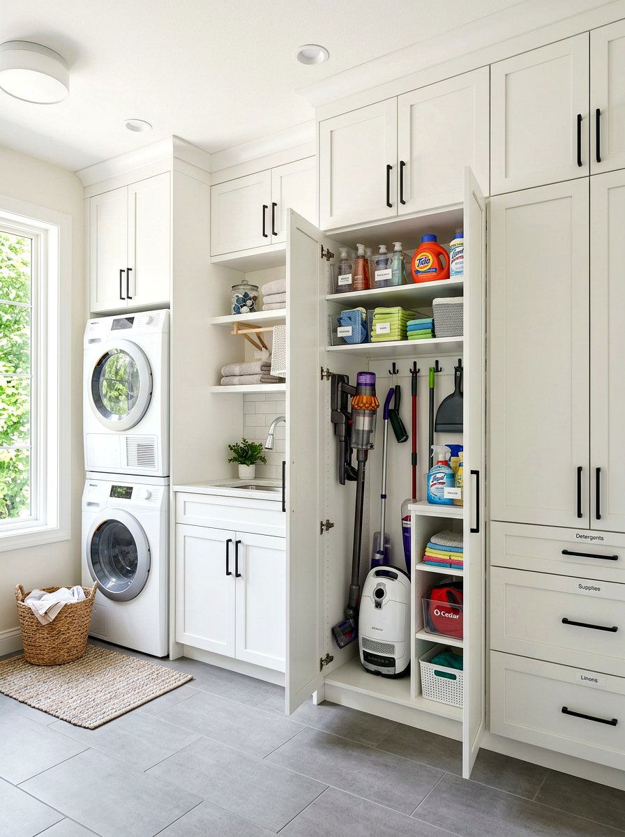 Vertical laundry room storage - 30 modern laundry room ideas