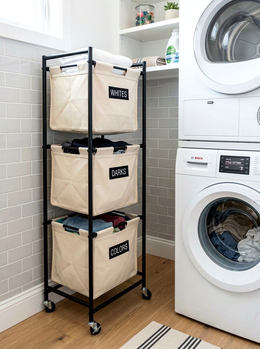 Vertical laundry sorter - 30 organizing a laundry closet ideas