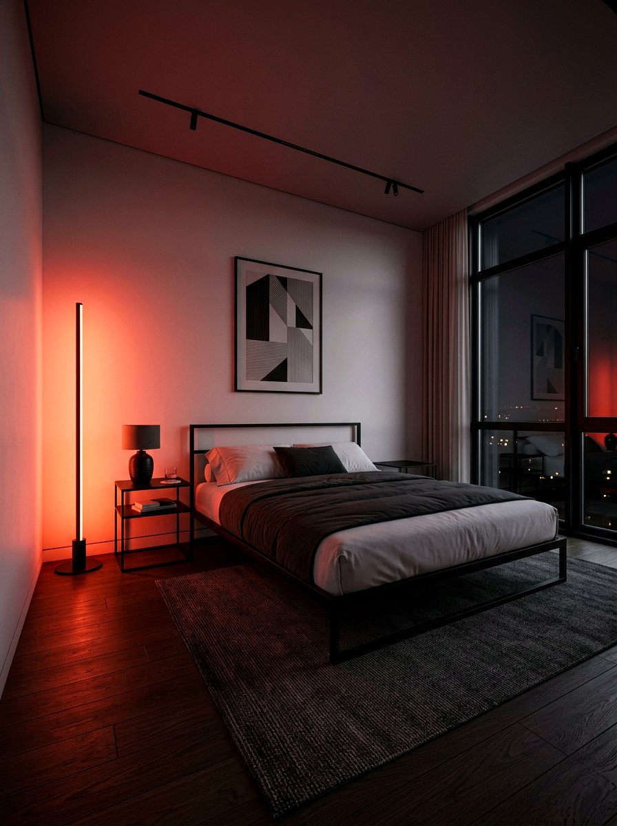 Vertical light bar - 30 circadian bedroom lighting ideas