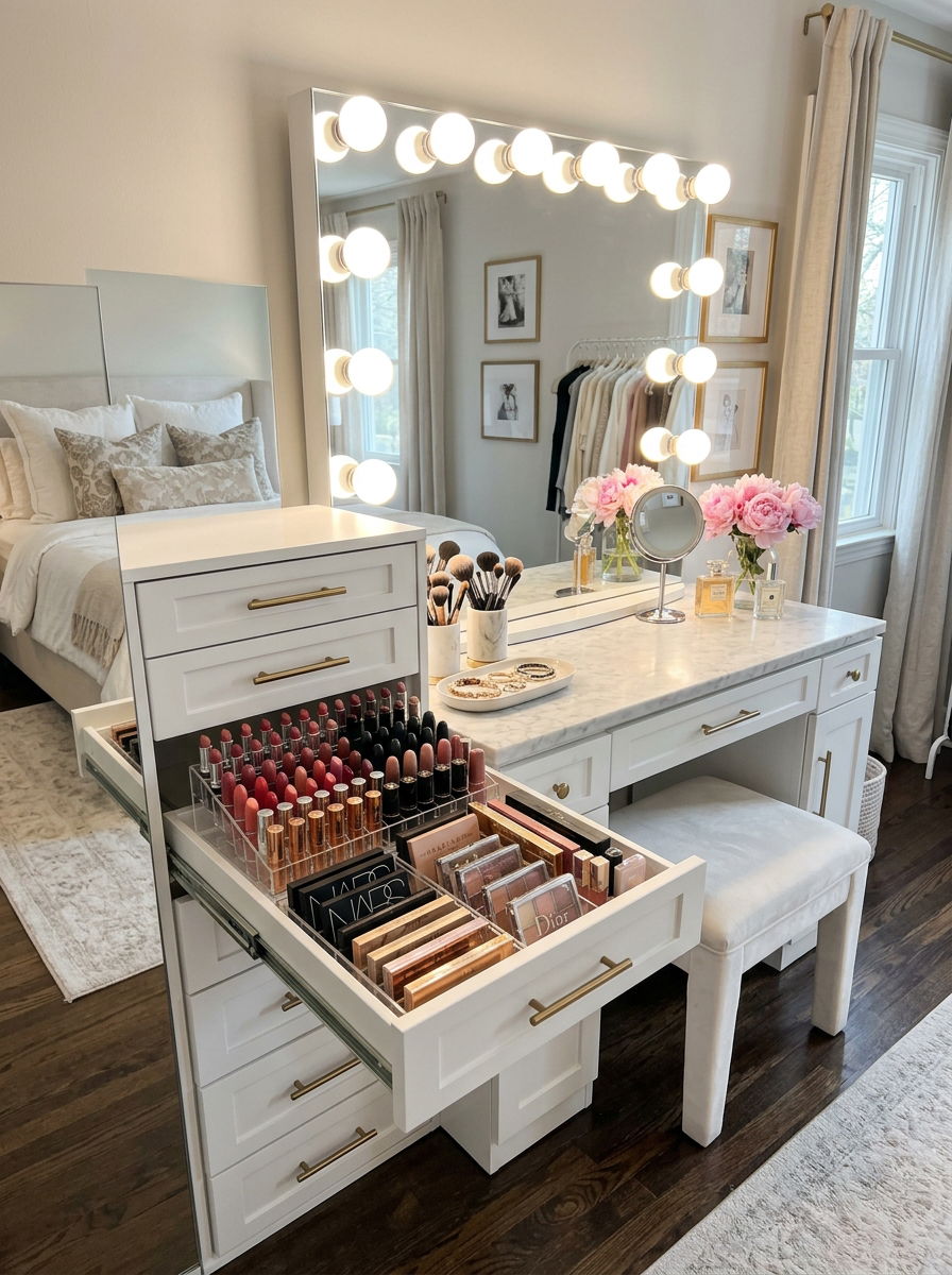 Vertical makeup organizer cabinet - 30 vertical drawer storage ideas