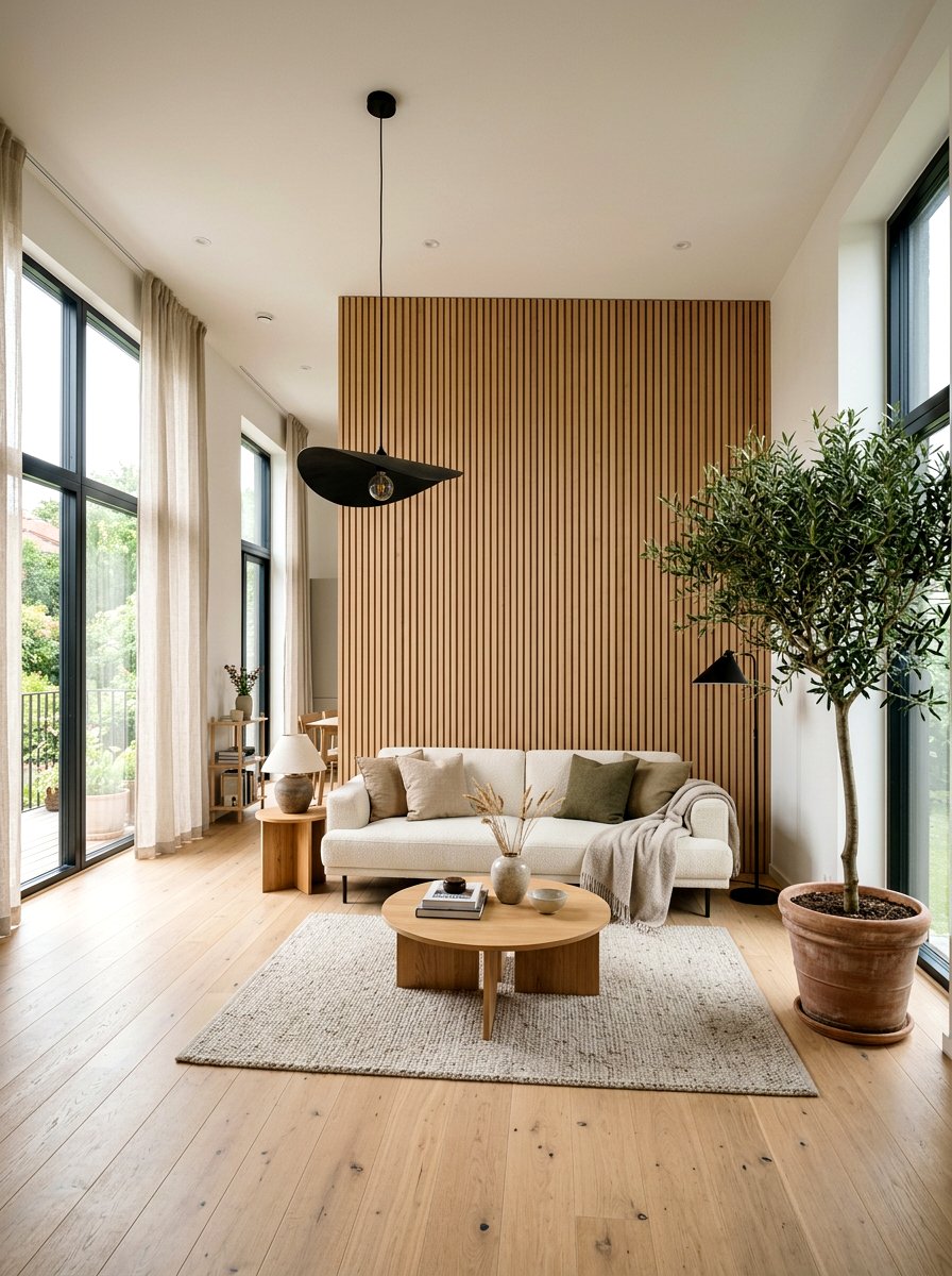 Vertical oak slat wall - 30 wood slat wall ideas