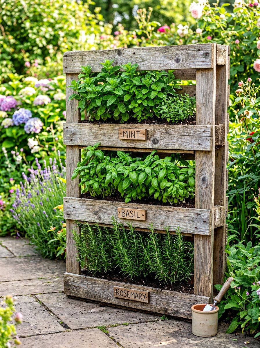 Vertical pallet herb garden - 30 pallet planter ideas