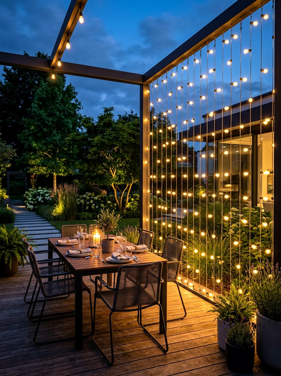 Vertical patio curtain string light - 30 patio curtain string light ideas