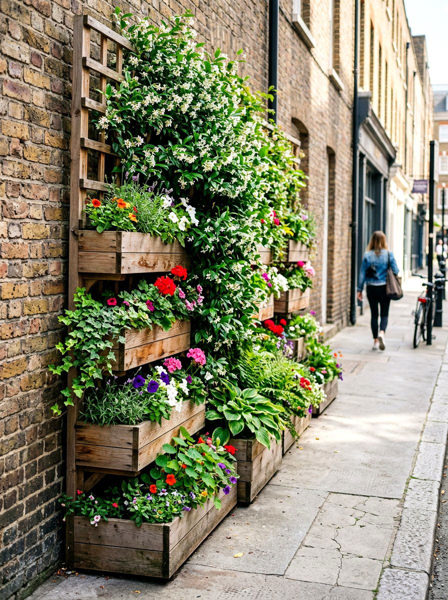 Vertical planter sidewalk garden - 30 sidewalk garden ideas