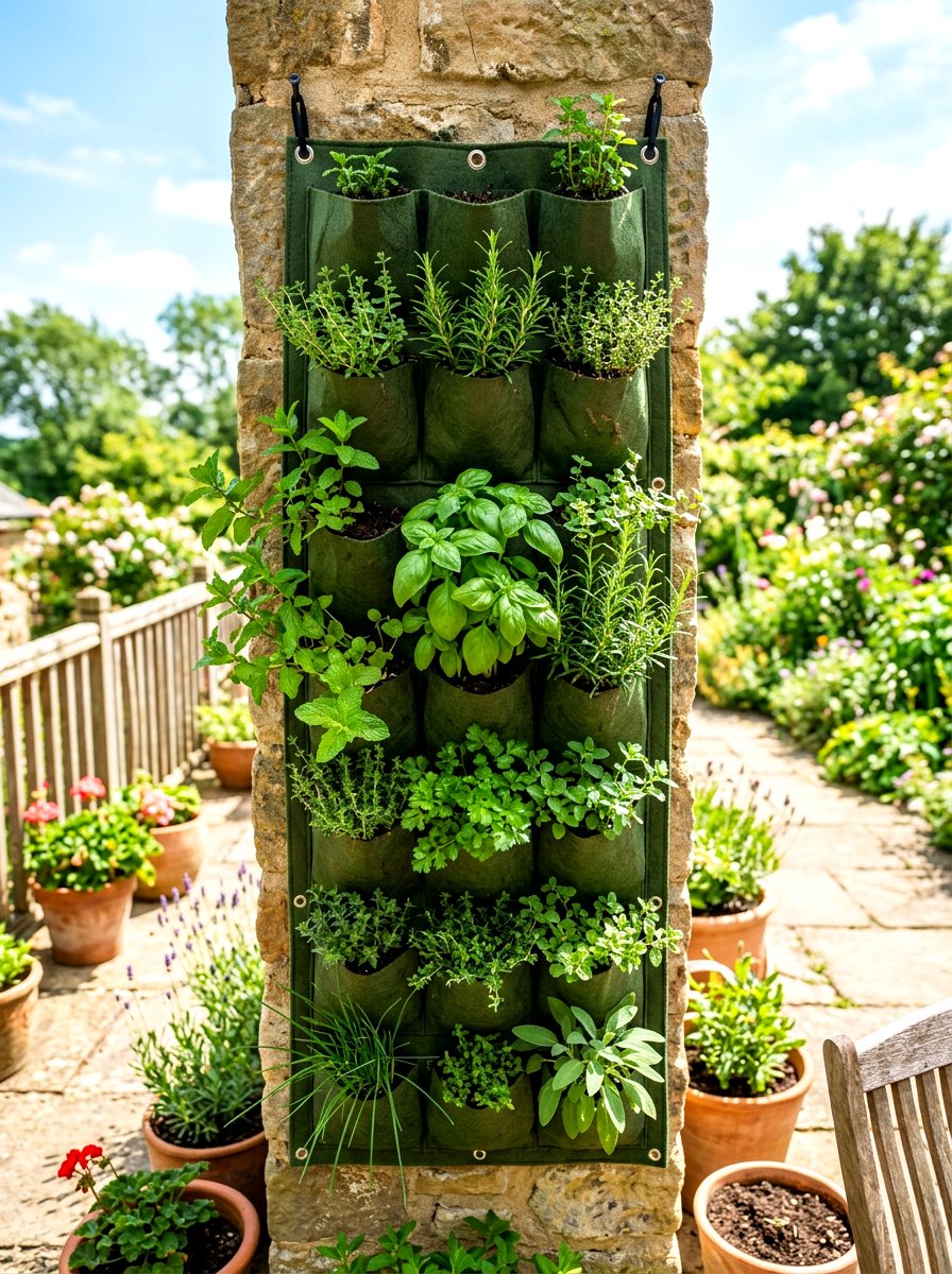 Vertical pocket planter - 30 patio vegetable garden ideas