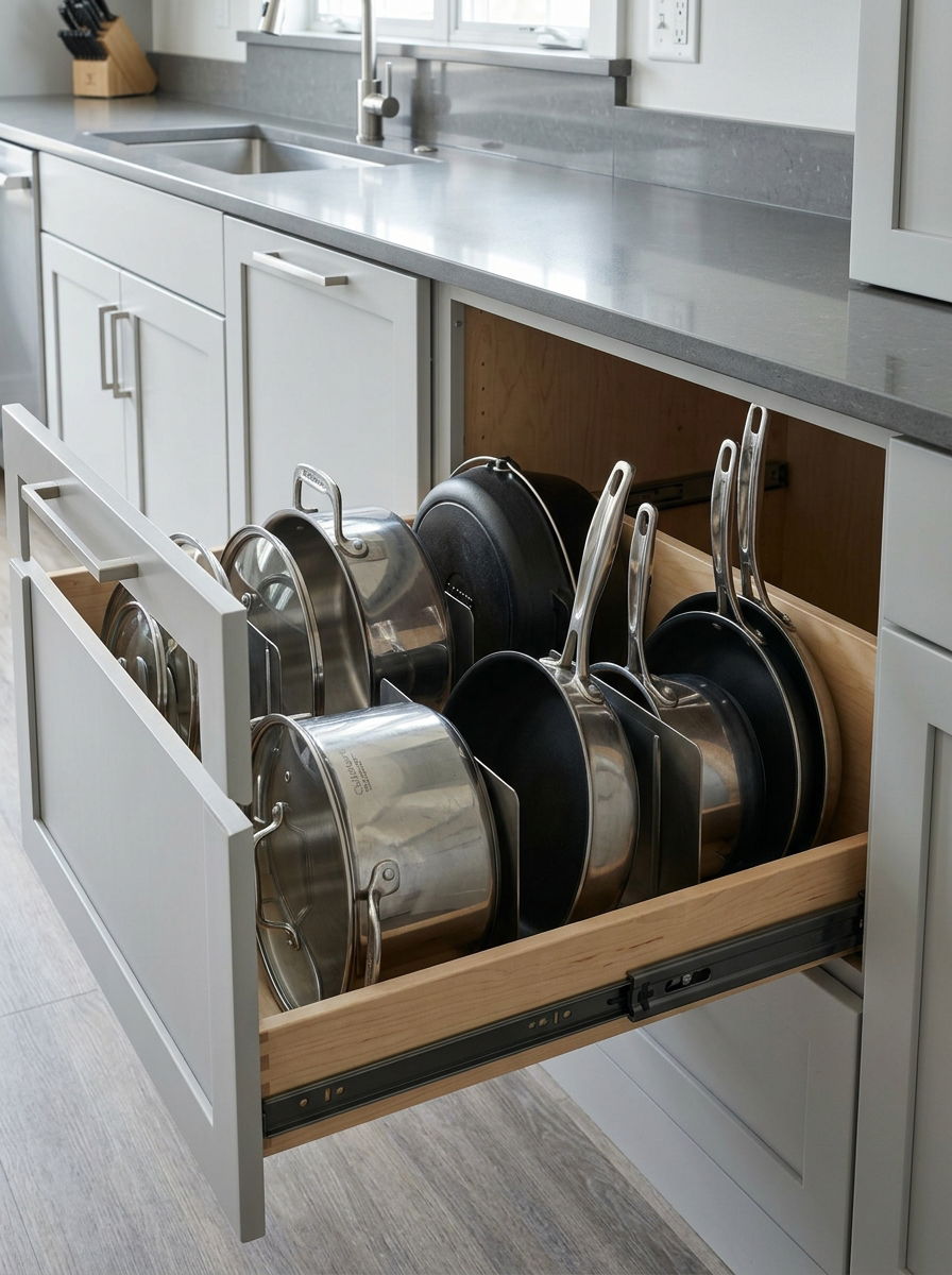 Vertical pot and pan storage - 30 vertical drawer storage ideas