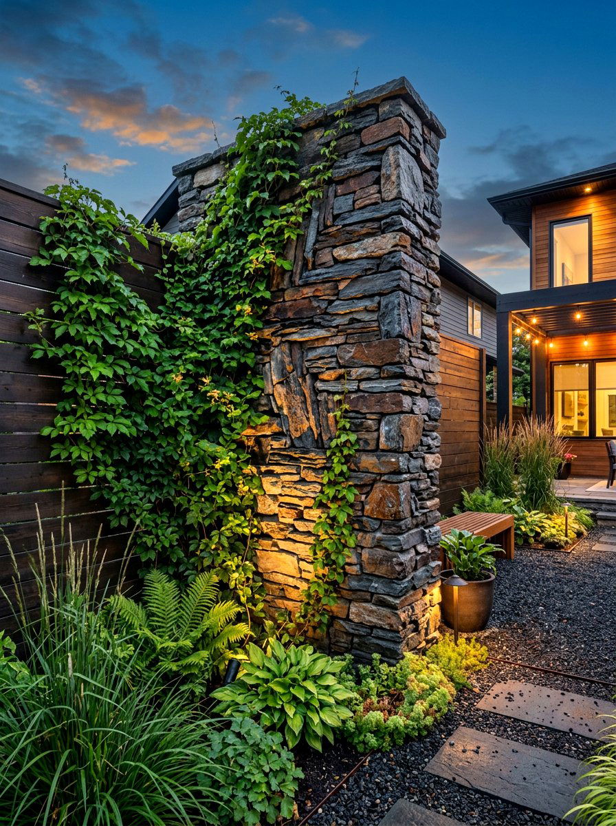 Vertical rock wall - 30 garden rock ideas
