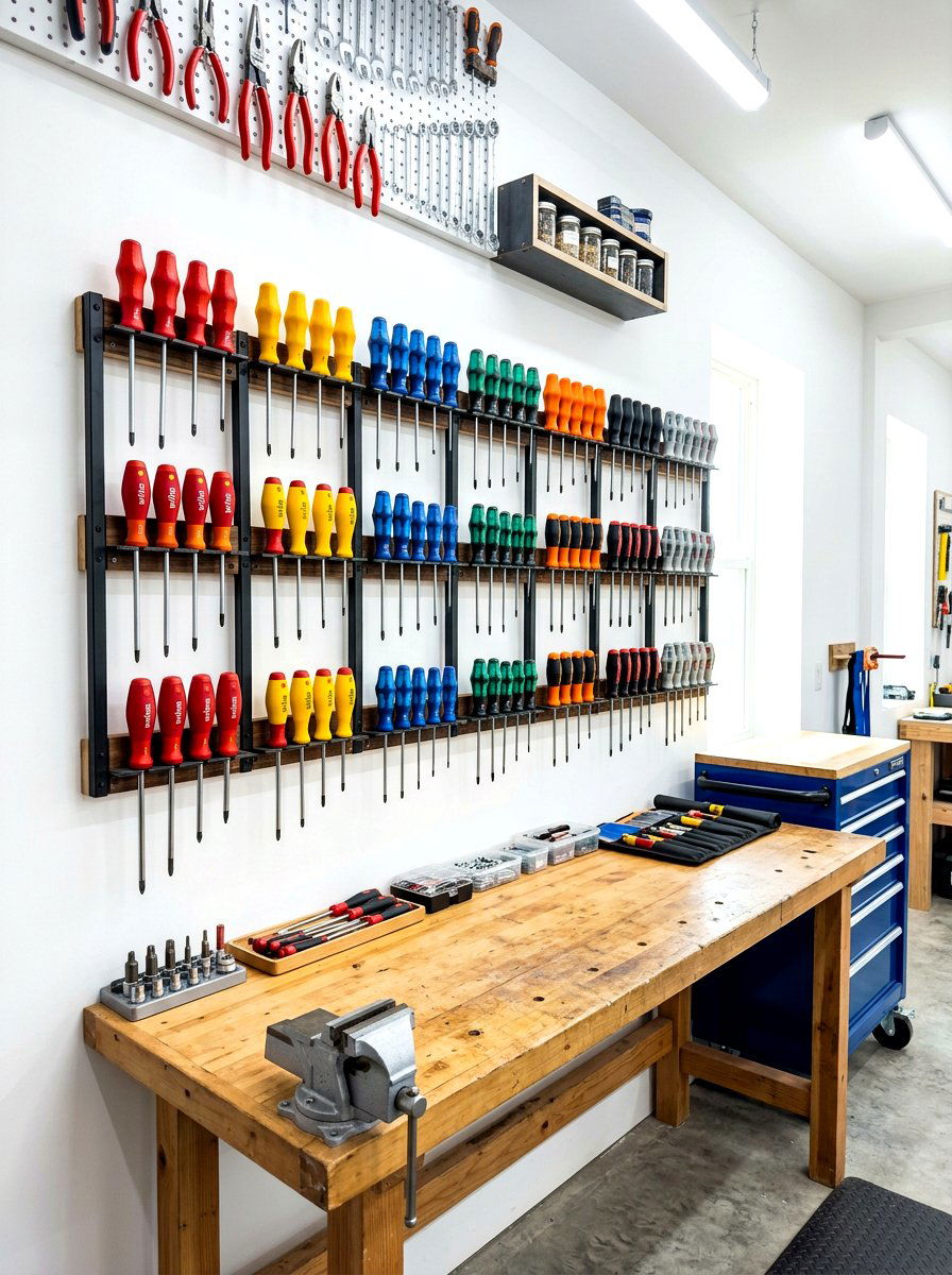 Vertical screwdriver wall rack - 30 small tool organizer ideas