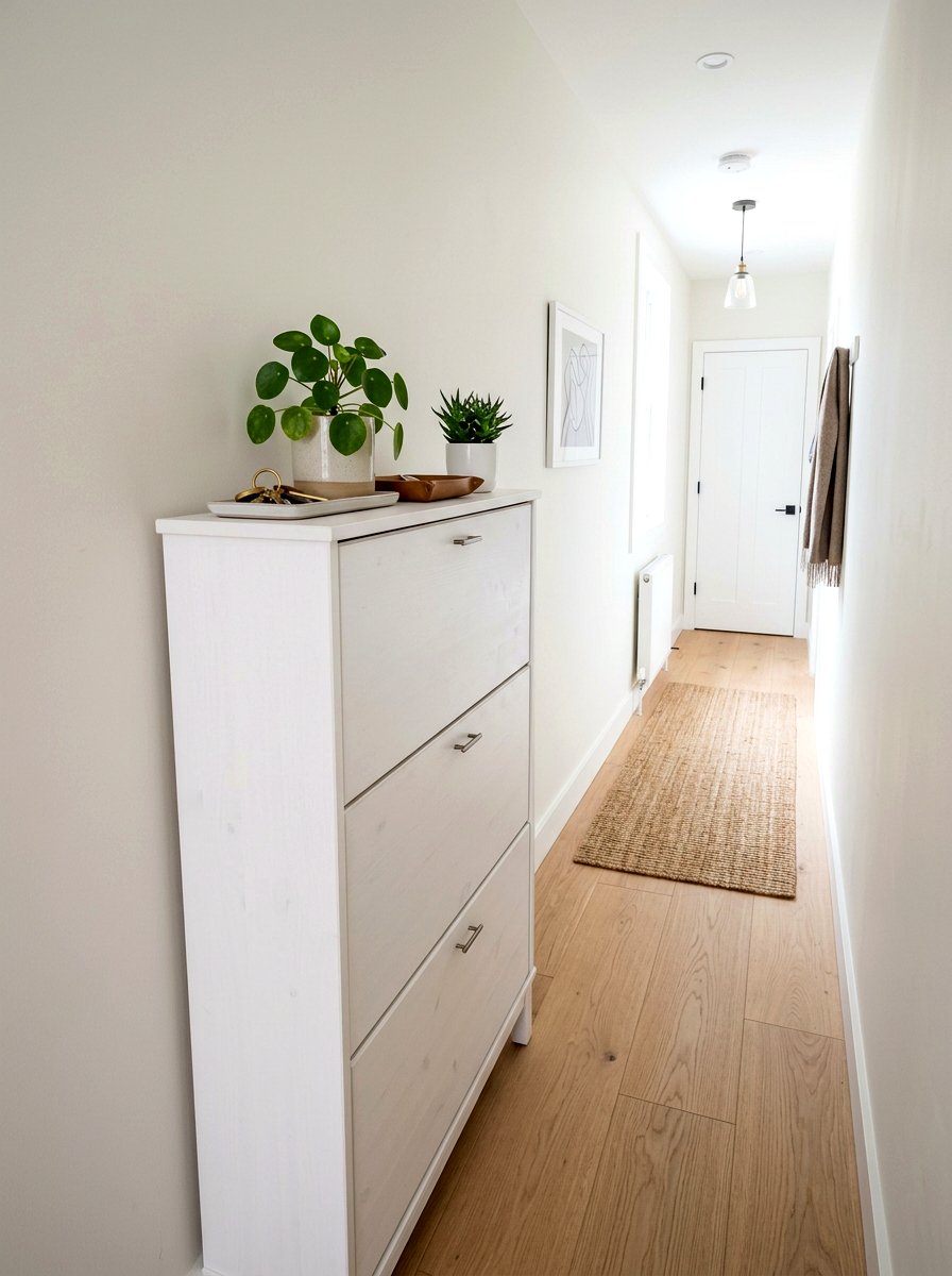 Vertical shoe cabinet - 30 renter friendly entryway ideas