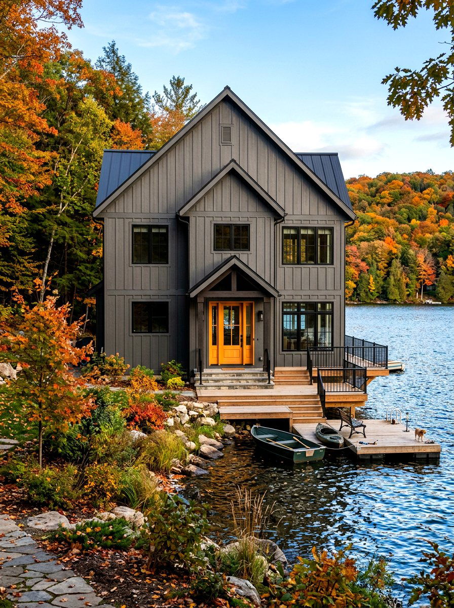 Vertical siding lake house - 30 lake house exterior ideas