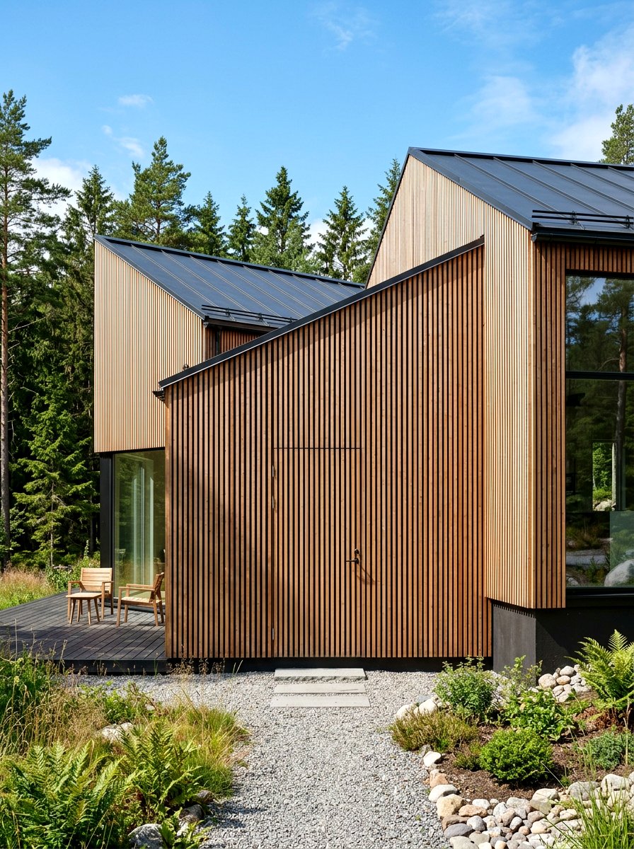 Vertical slat paneling Scandinavian house - 30 Scandinavian house exterior ideas