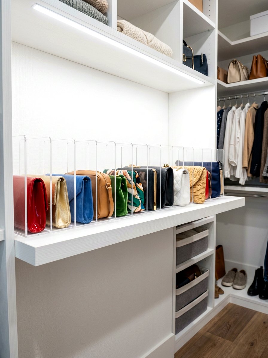 Vertical slot divider - 30 handbag storage ideas