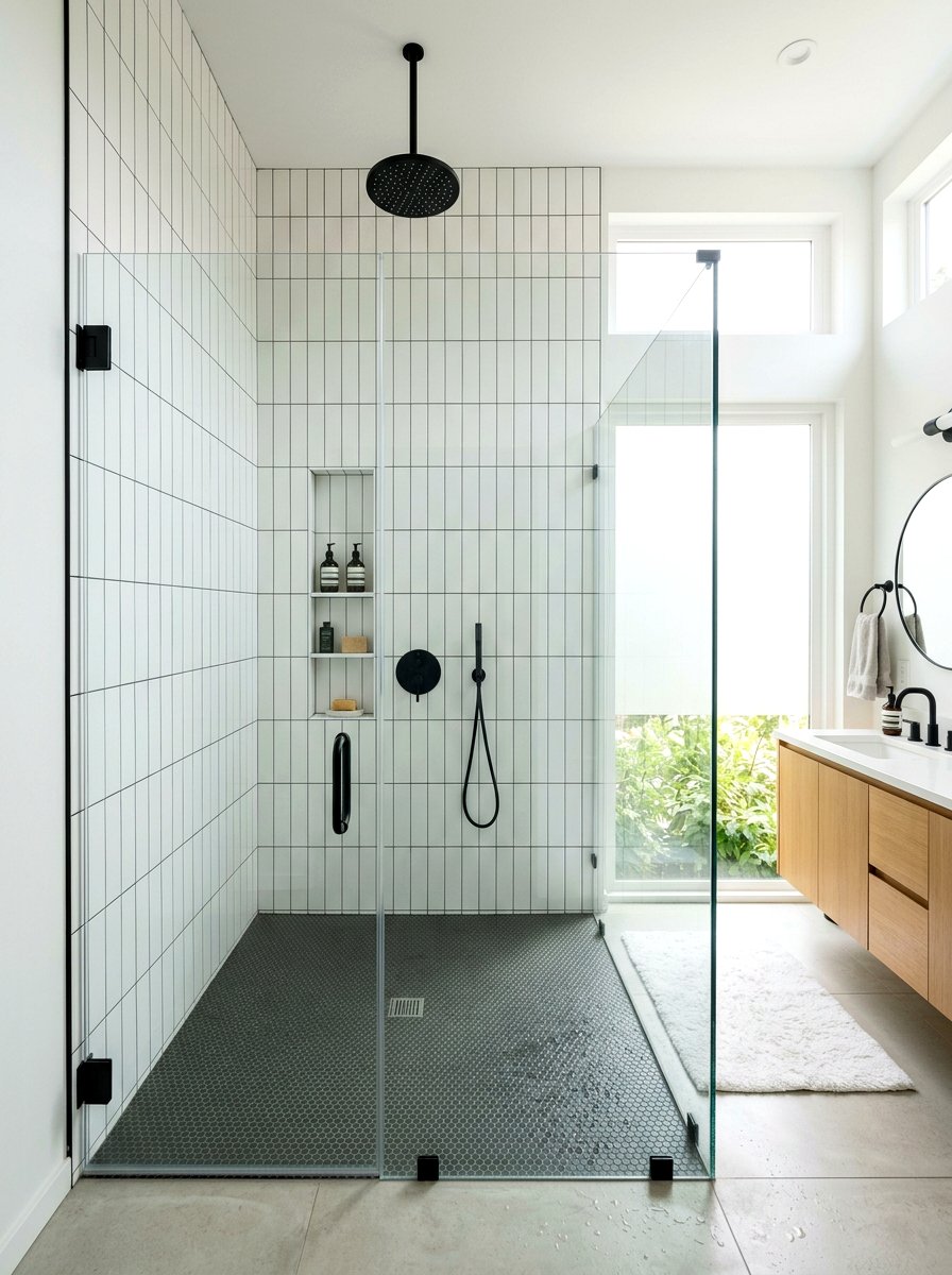 Vertical stack bond tile - 30 niche tile contrast ideas