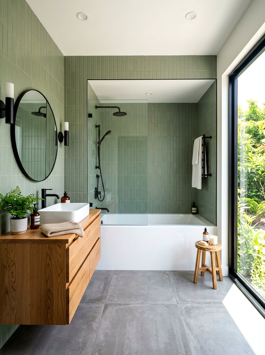 Vertical stacked tile bathroom - 30 alcove tub styling ideas
