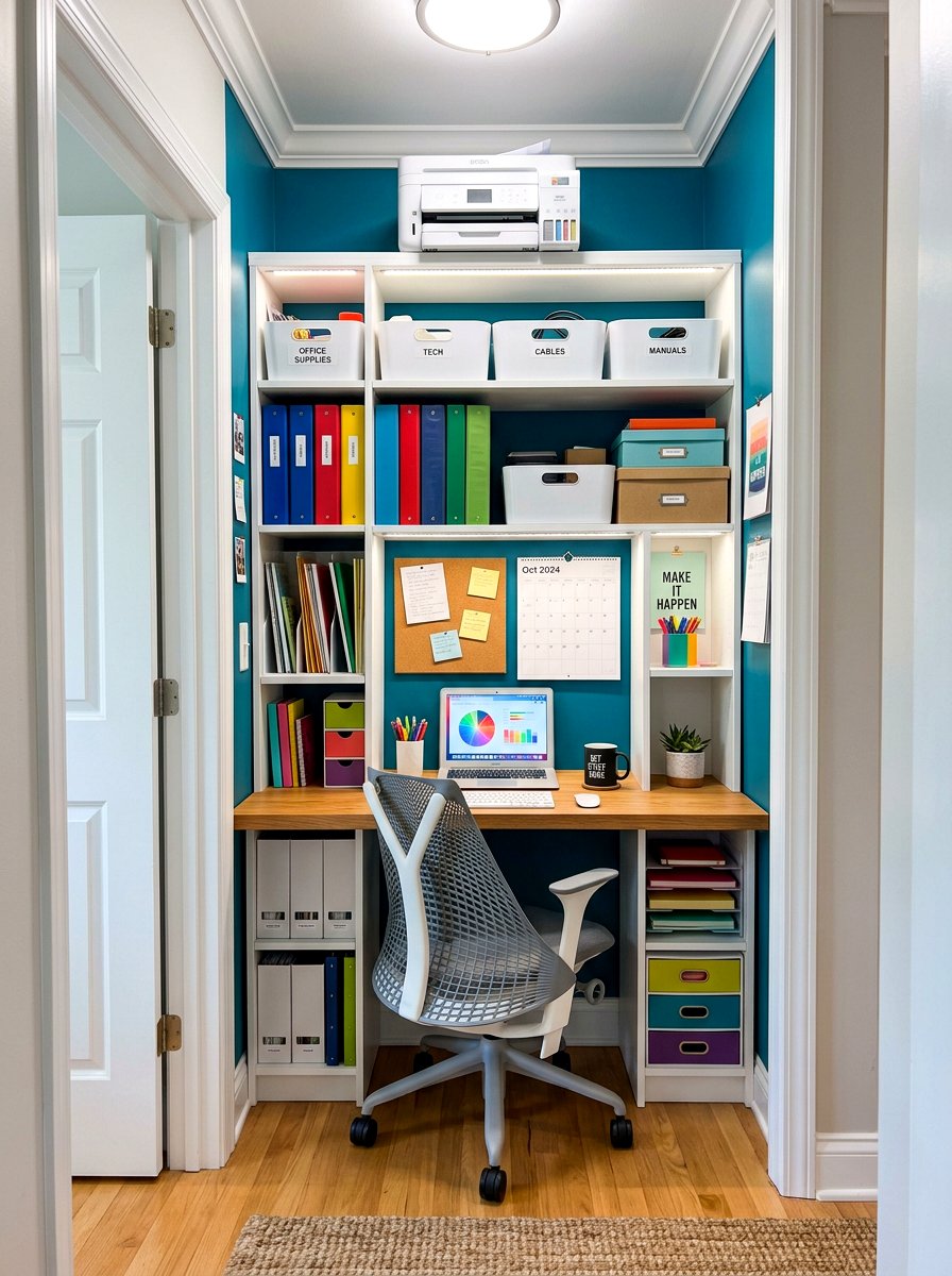 Vertical storage cloffice - 30 desk in closet ideas aesthetic