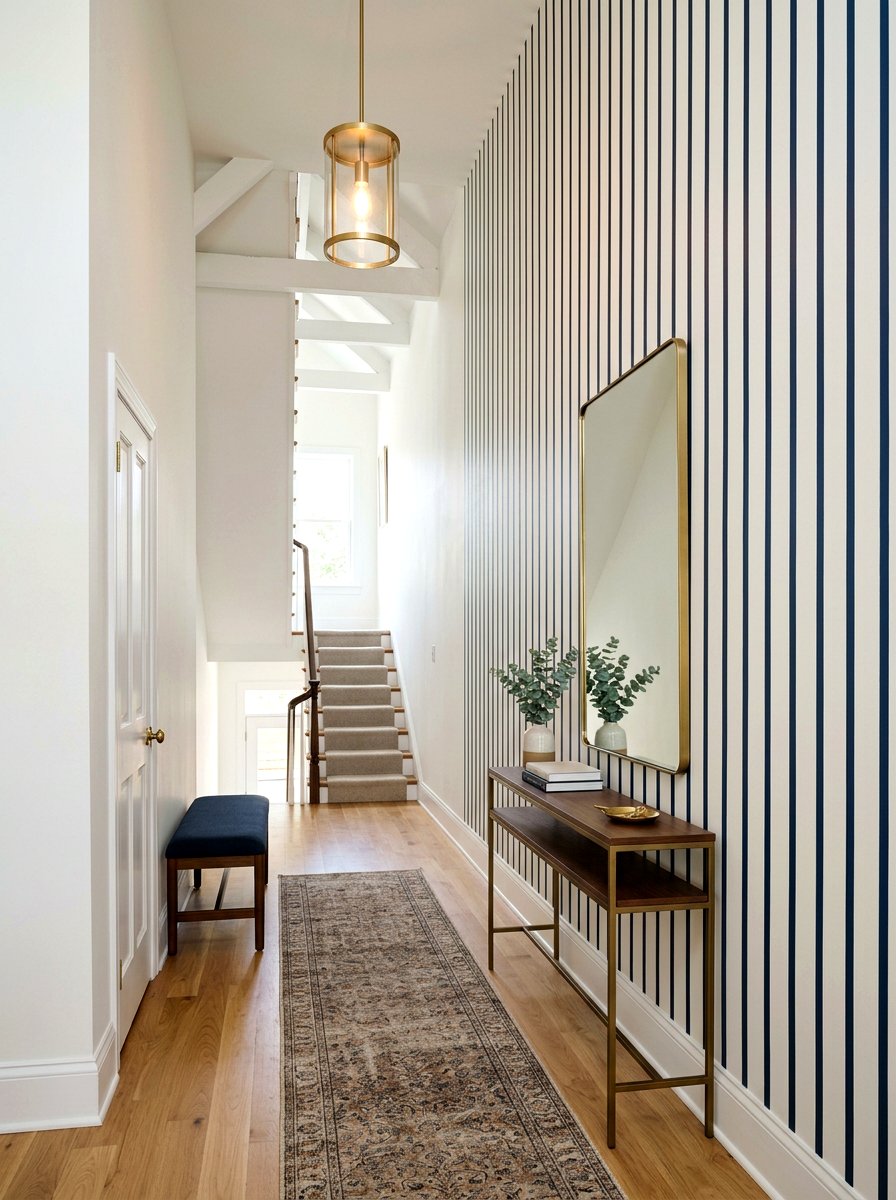 Vertical stripe accent wall - 30 tape wall art display ideas