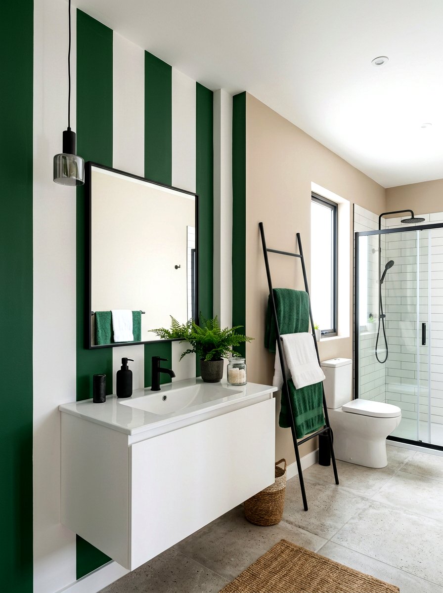 Vertical stripe bathroom - 30 color blocked bathroom ideas