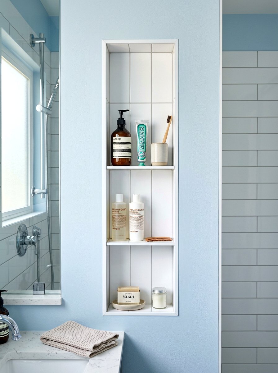 Vertical subway tile niche - 30 recessed medicine niche ideas