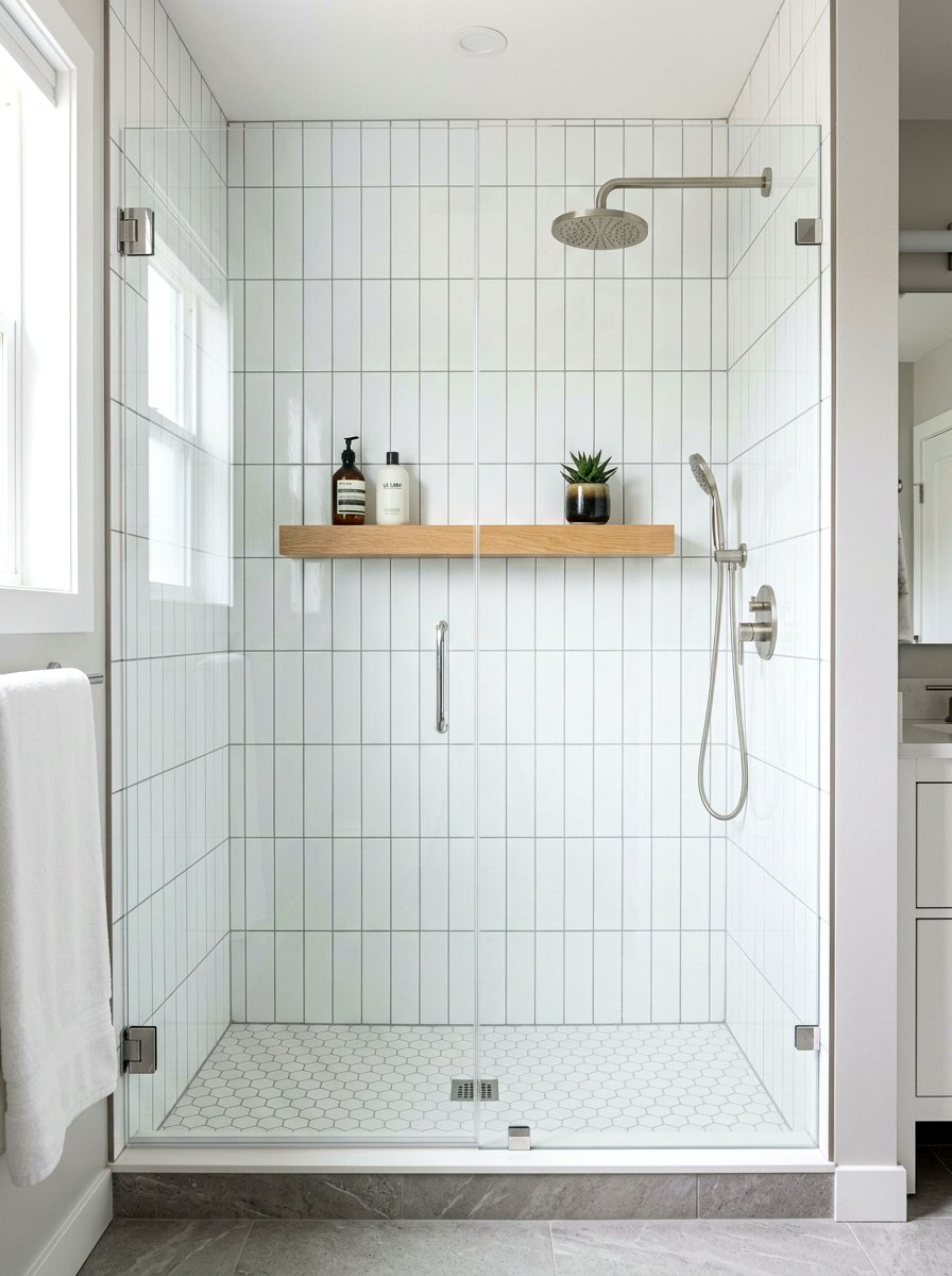 Vertical subway tile shower - 30 spa shower bathroom ideas