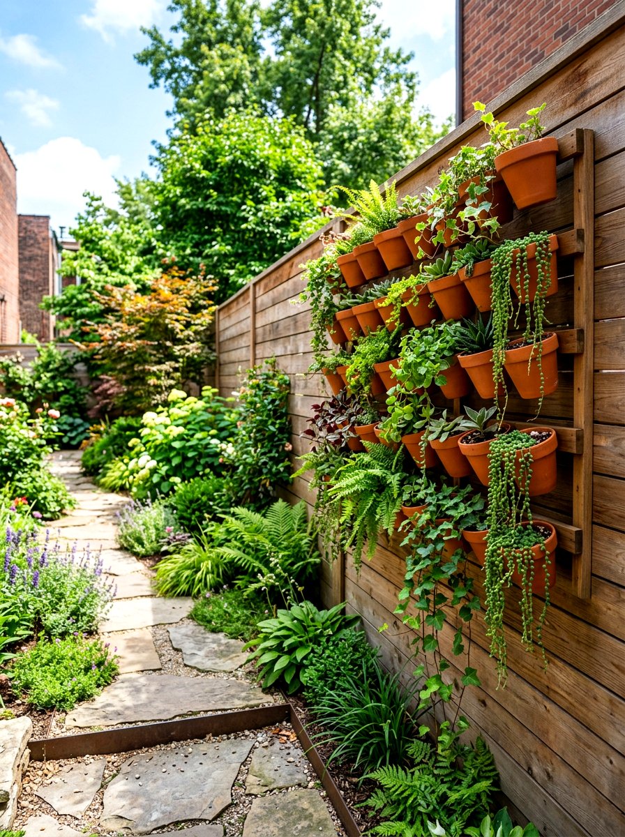 Vertical terracotta garden - 30 terracotta pot ideas