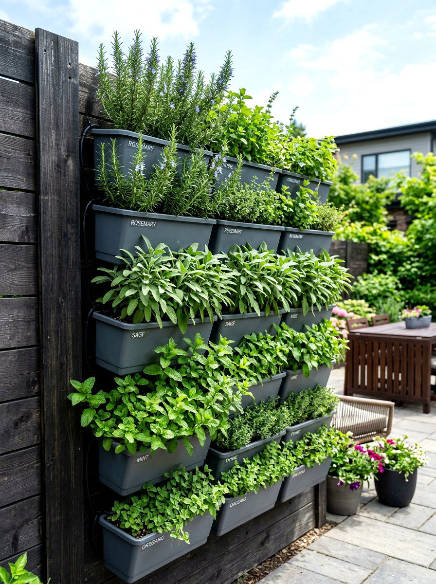 Vertical wall herb garden - 30 backyard herb garden ideas