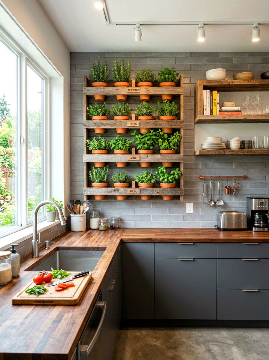 Vertical wall herb planter - 30 kitchen herb garden ideas