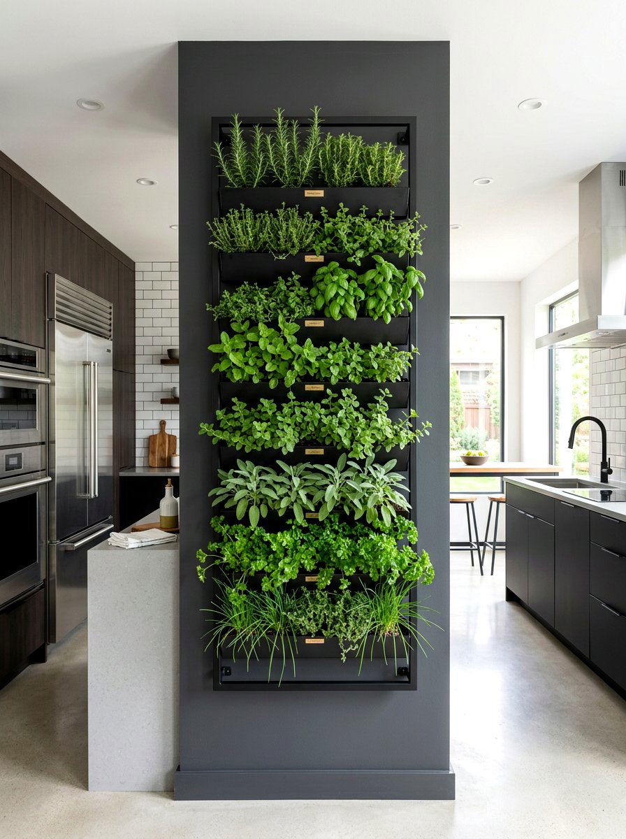 Vertical wall herb planter - 30 kitchen herb shelf ideas
