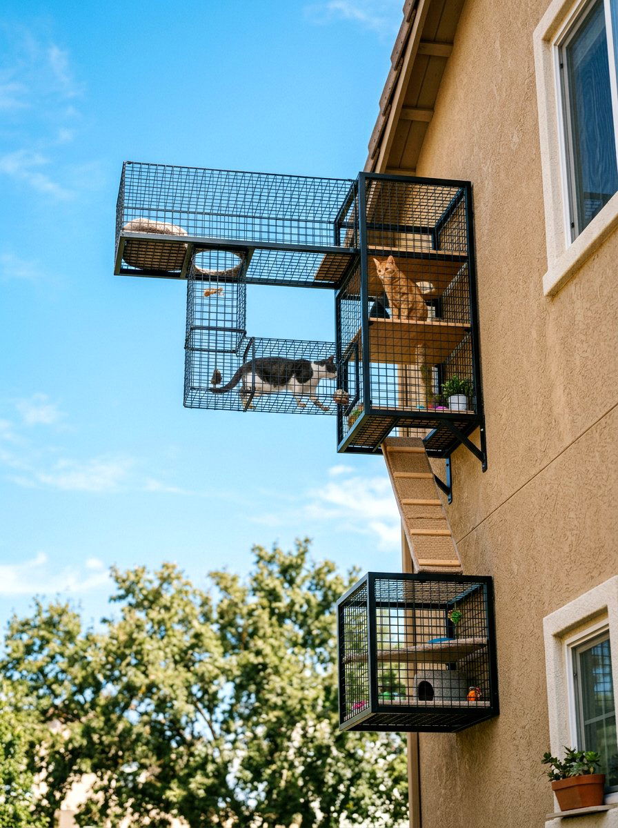 Vertical wall mounted catio - 30 catio ideas