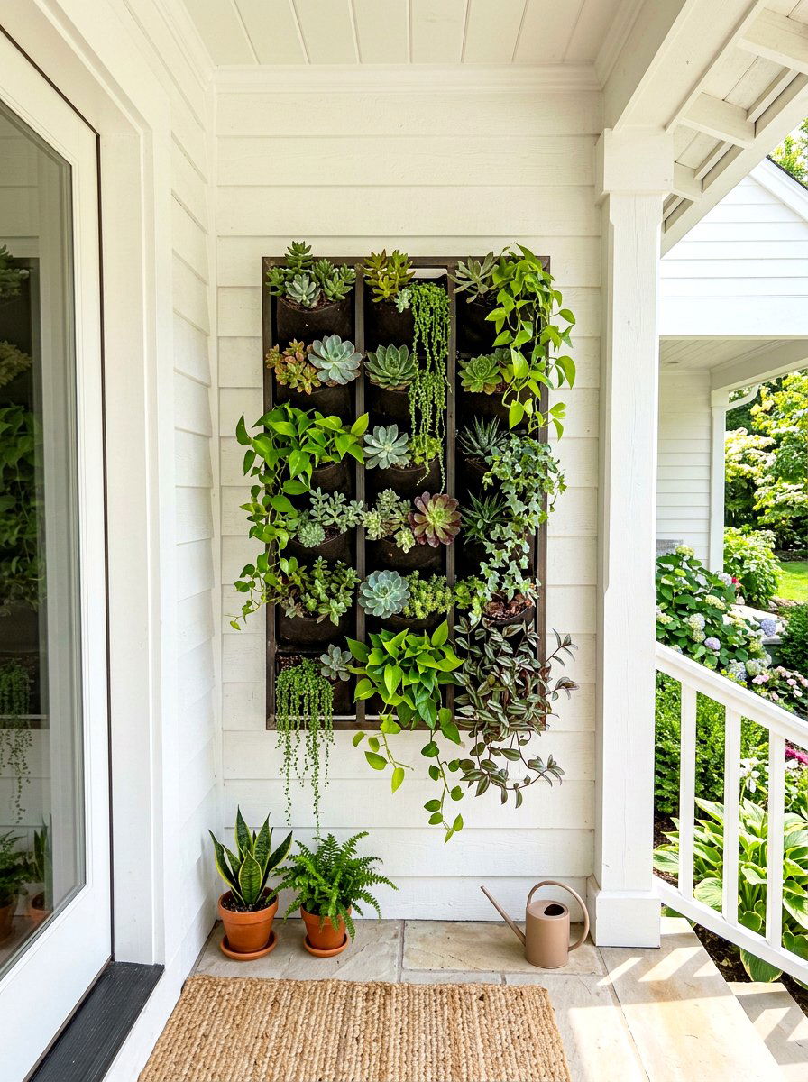 Vertical wall planter - 30 spring porch layering ideas
