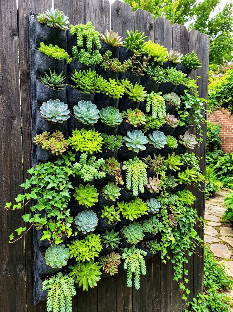 Vertical wall planter - 30 flower container garden ideas