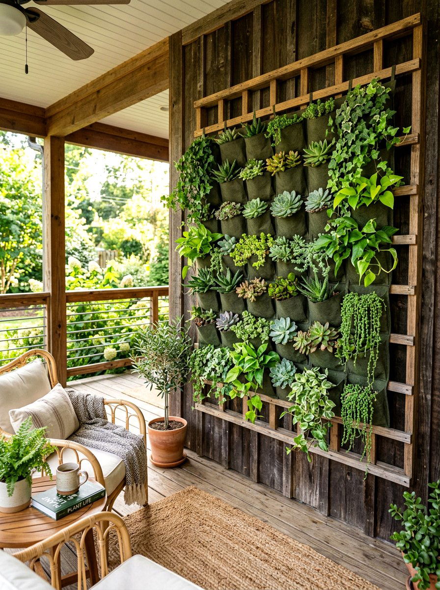 Vertical wall planters - 30 porch container garden ideas