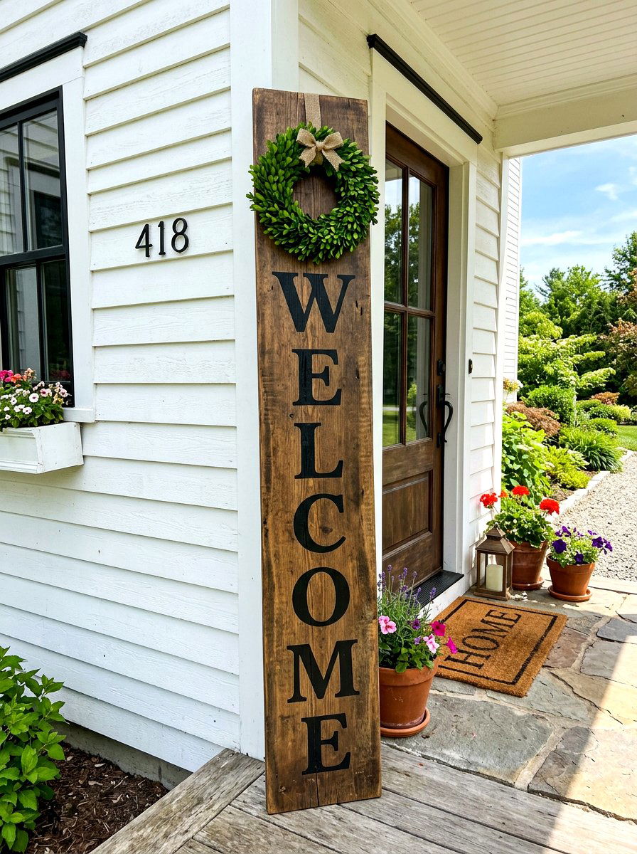 Vertical welcome sign - 30 country porch decor ideas