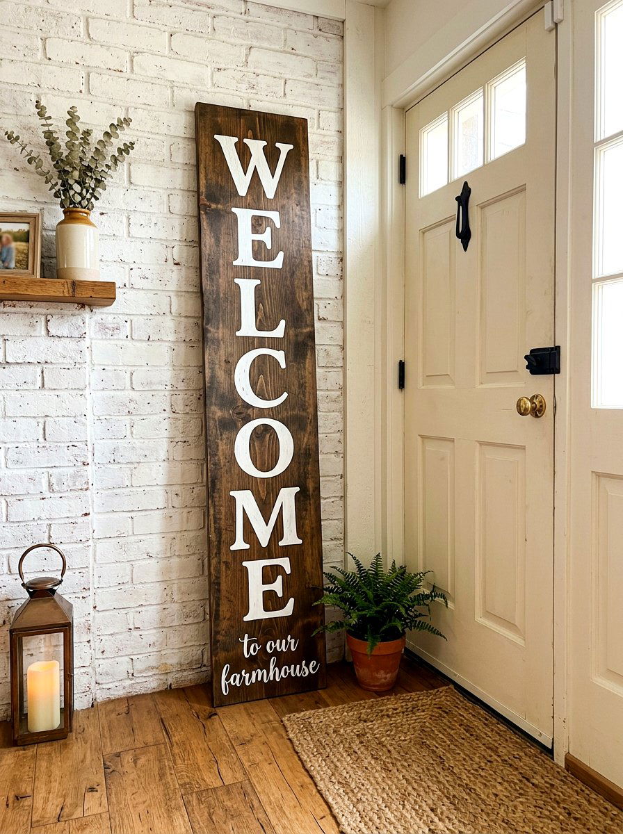 Vertical welcome sign - 30 stoop decor ideas