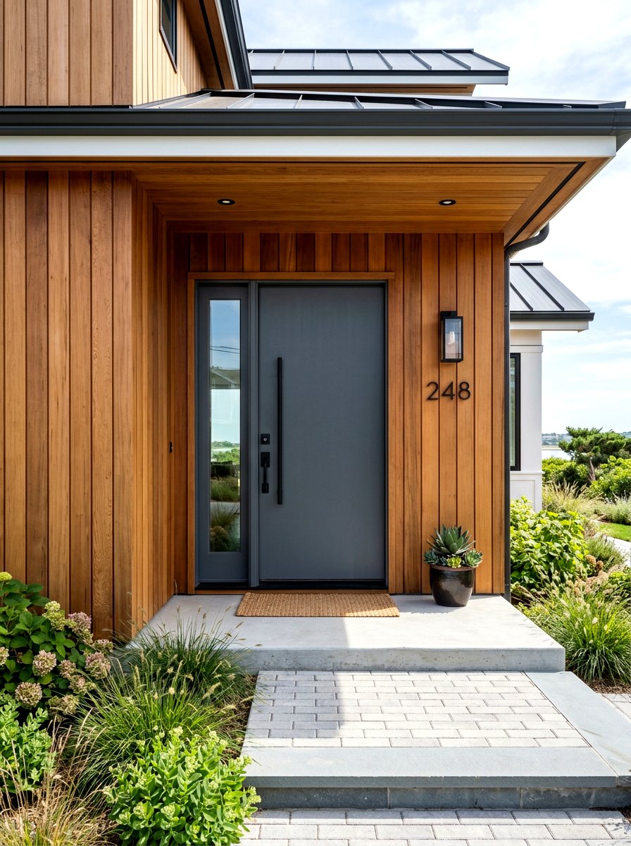 Vertical wood siding - 30 modern front entry ideas