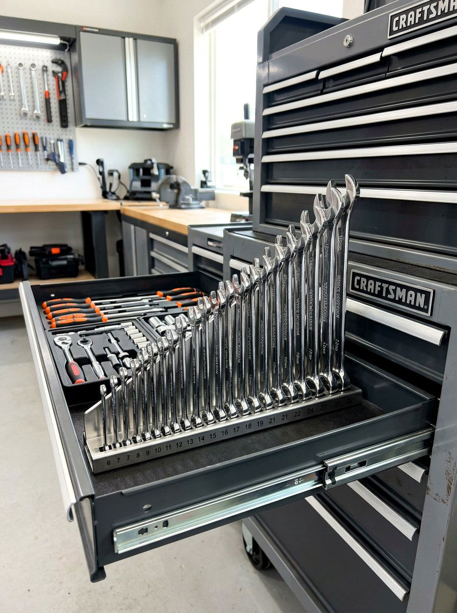 Vertical wrench storage rack - 30 small tool organizer ideas